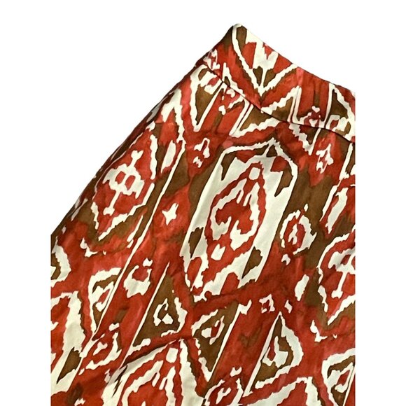 Valerie Bertinelli Red & White Ikat Print Skirt Size 14 100% Cotton #V-5-11-10 - Picture 2 of 4